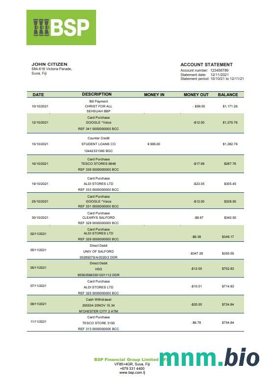 Szablon wyciągu bankowego Etiopia Dashen w programie Word i PDF